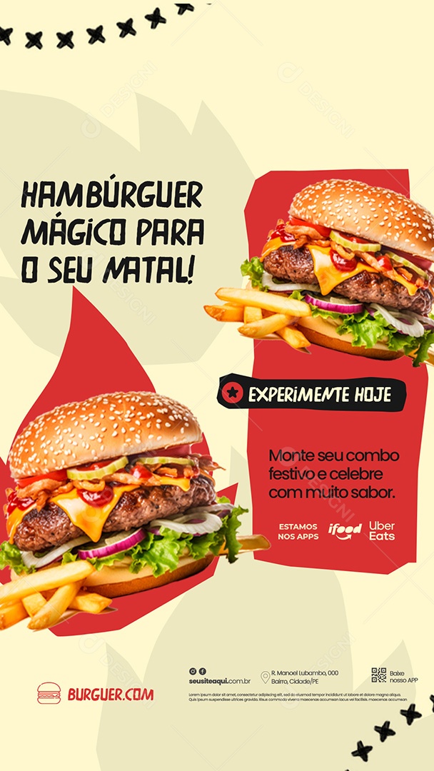 Story Hamburguer Mágico para o seu Natal Social Media PSD Editável