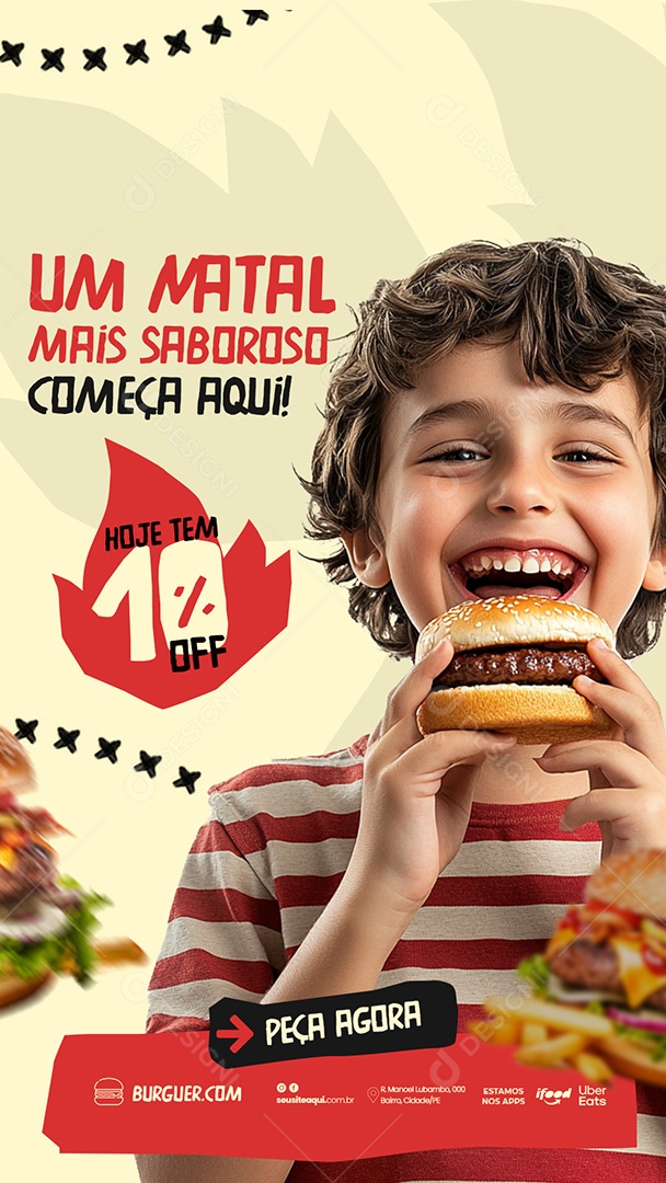 Story Um Natal Mais Saboroso Começa Aqui Hamburgueria Social Media PSD Editável