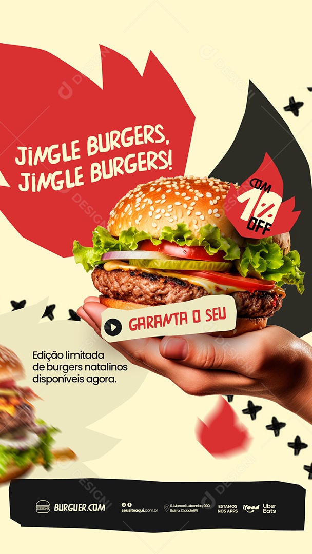 Story Promoção de Natal Hamburgueria Social Media PSD Editável
