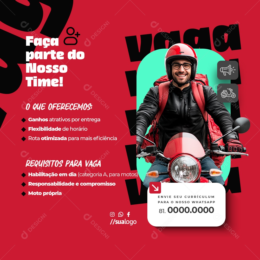 Job Vacancies We have Vaga for Social Media PSD Deliverer Editable