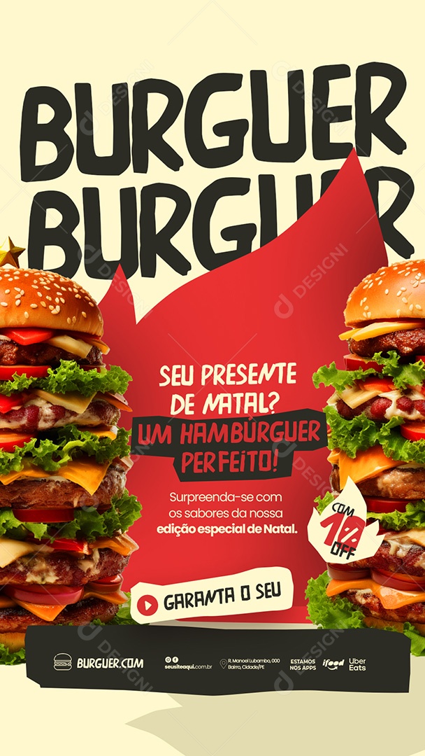 Story Seu Presente de Natal um Hamburguer Social Media PSD Editável