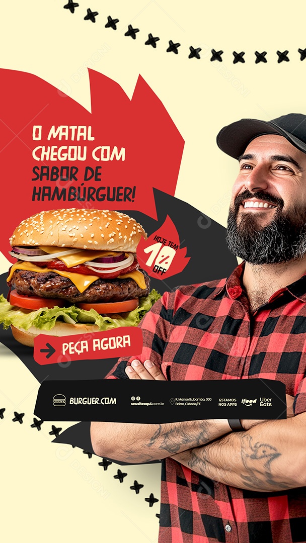 Story O Natal Chegou com Gosto de Hamburguer Social Media PSD Editável