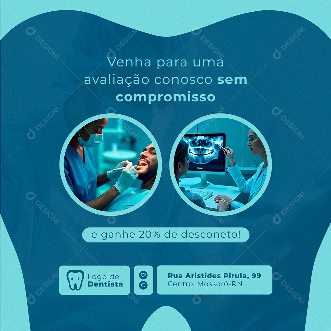 Dentista Marque uma Avaliação Conosco Social Media PSD Editável