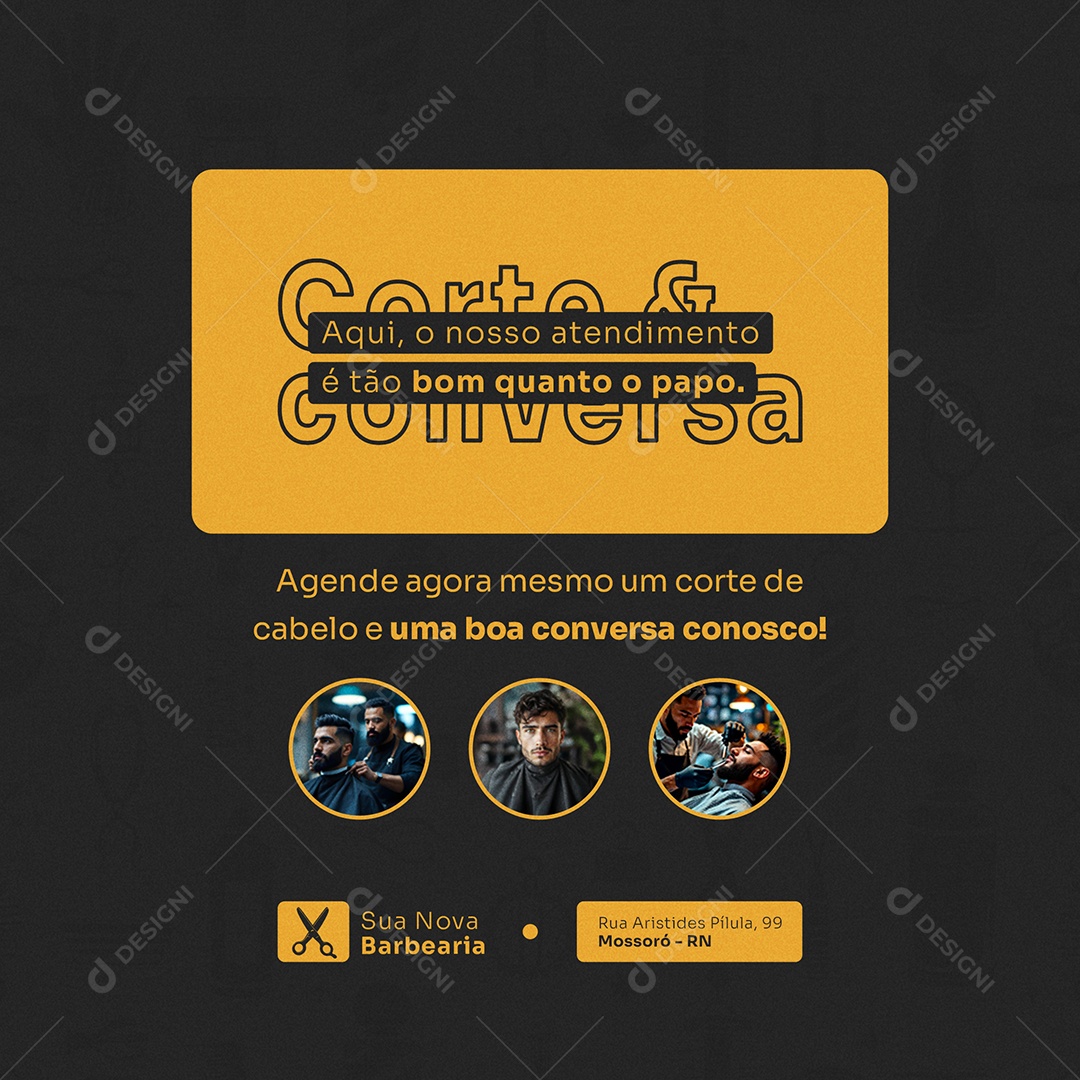 Barbearia Um Otimo Corte e Uma Boa Conversa Social Media PSD Editável