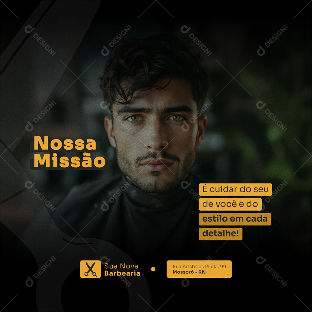 Barbearia Estilo Em Cada Detalhe Social Media PSD Editável