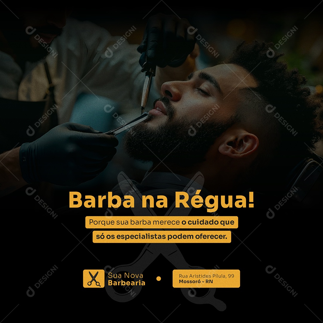 Barbearia Barba na Régua Social Media PSD Editável