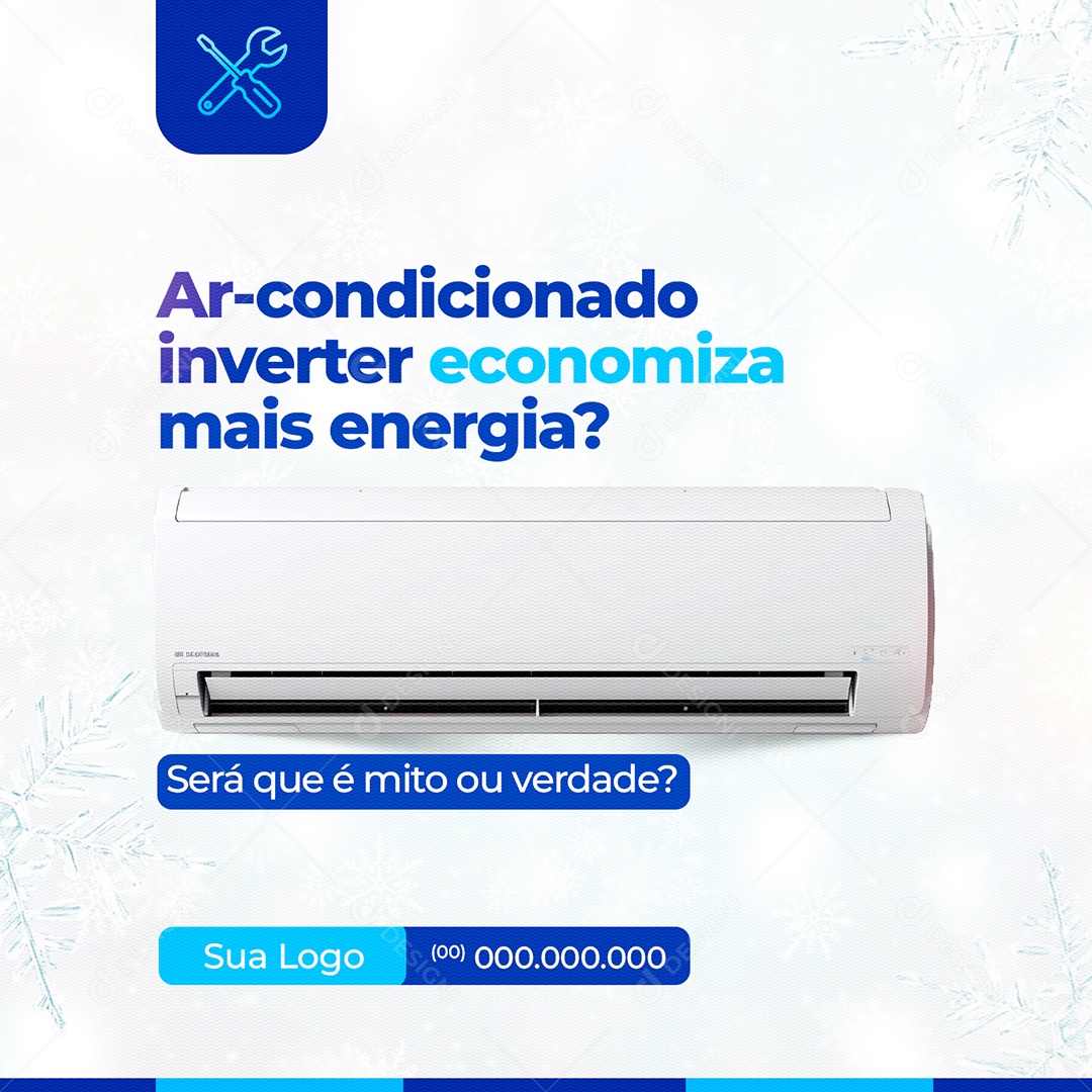 Ar CondicionadoInverter Economiza Mias Energia?  Social  Media PSD Editável