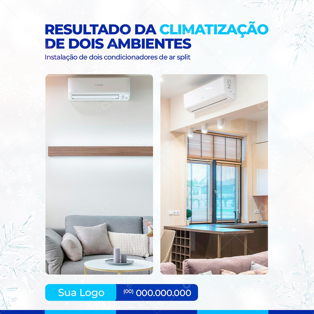 Ar Condicionado Resultado da Climatização de Dois Ambientes Social  Media PSD Editável