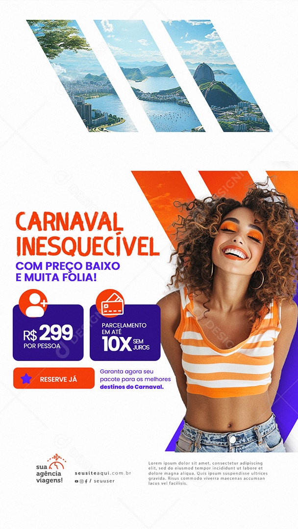 Story Agência de Viagens Promoção de Carnaval Social Media PSD Editável