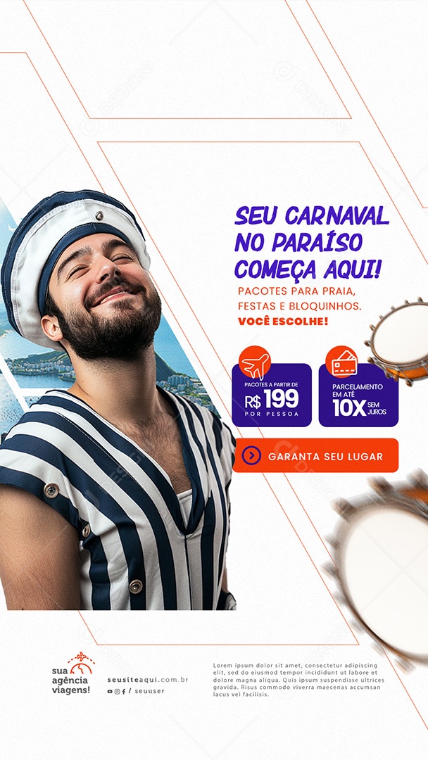 Story Agência de Viagens Promoção de Carnaval Social Media PSD Editável