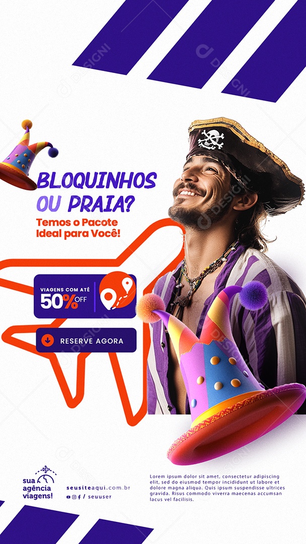 Story Agência de Viagens Promoção de Carnaval Social Media PSD Editável