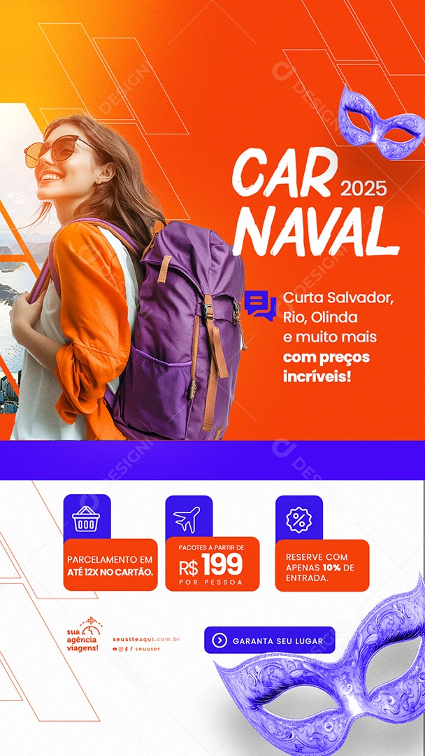 Story Agência de Viagens Promoção de Carnaval Social Media PSD Editável