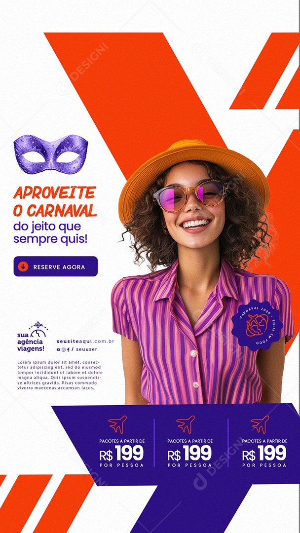 Story Agência de Viagens Promoção de Carnaval Social Media PSD Editável