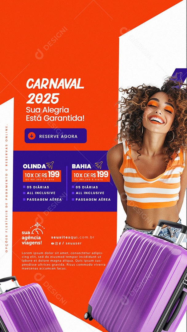 Story Agência de Viagens Promoção de Carnaval Social Media PSD Editável