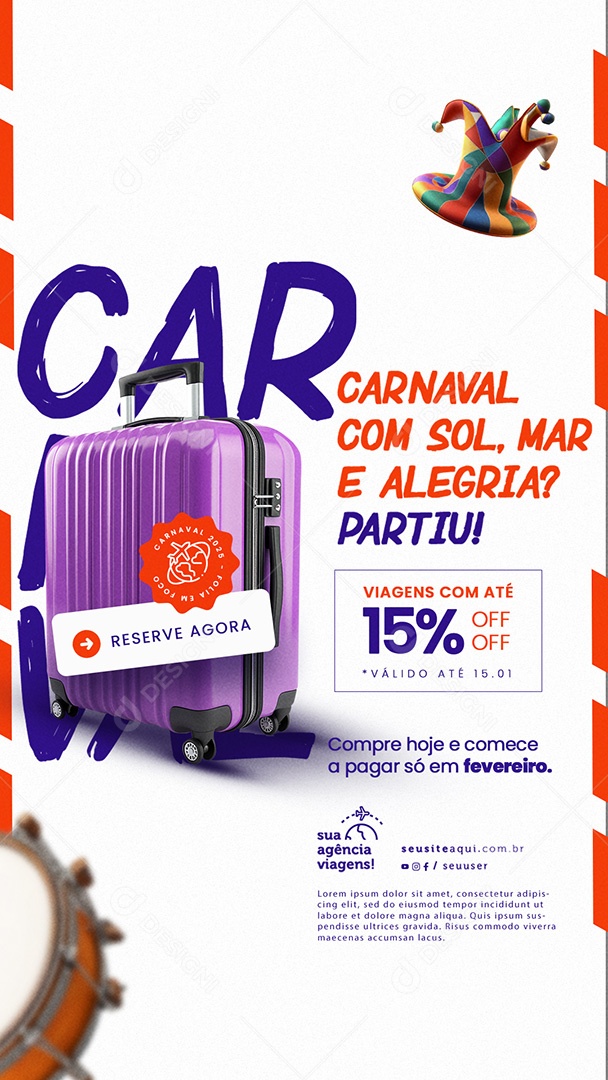 Story Agência de Viagens Promoção de Carnaval Social Media PSD Editável