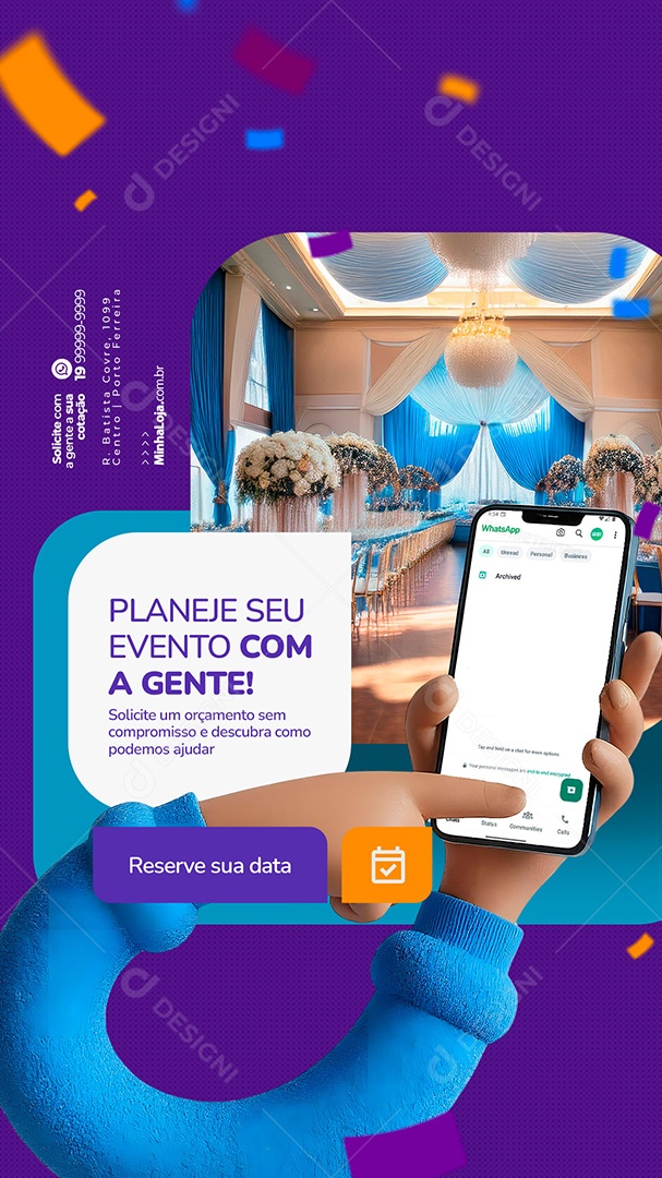 Story Locação para Festas e Eventos Planeje seu Evento com a Gente Social Media PSD Editável
