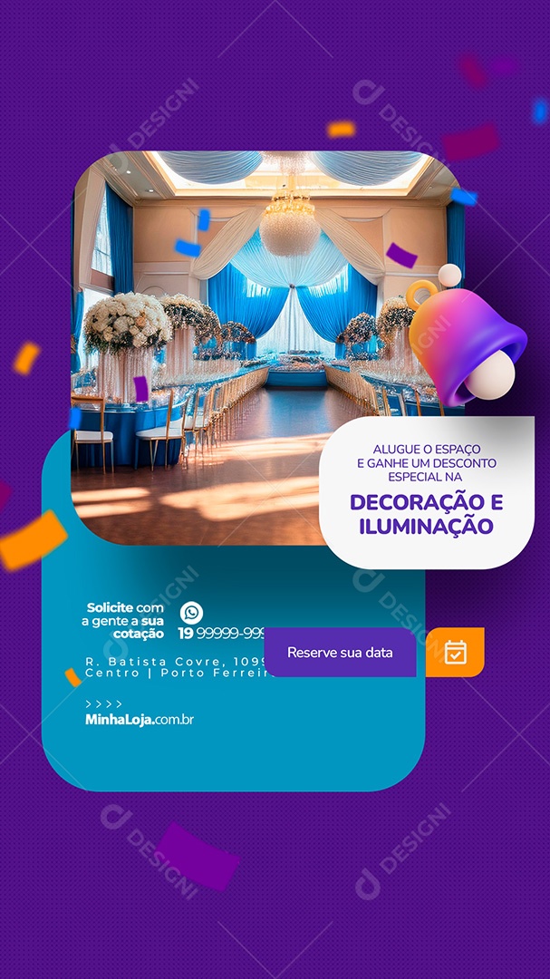 Story Locação para Festas e Eventos Alugue o Espaço Social Media PSD Editável
