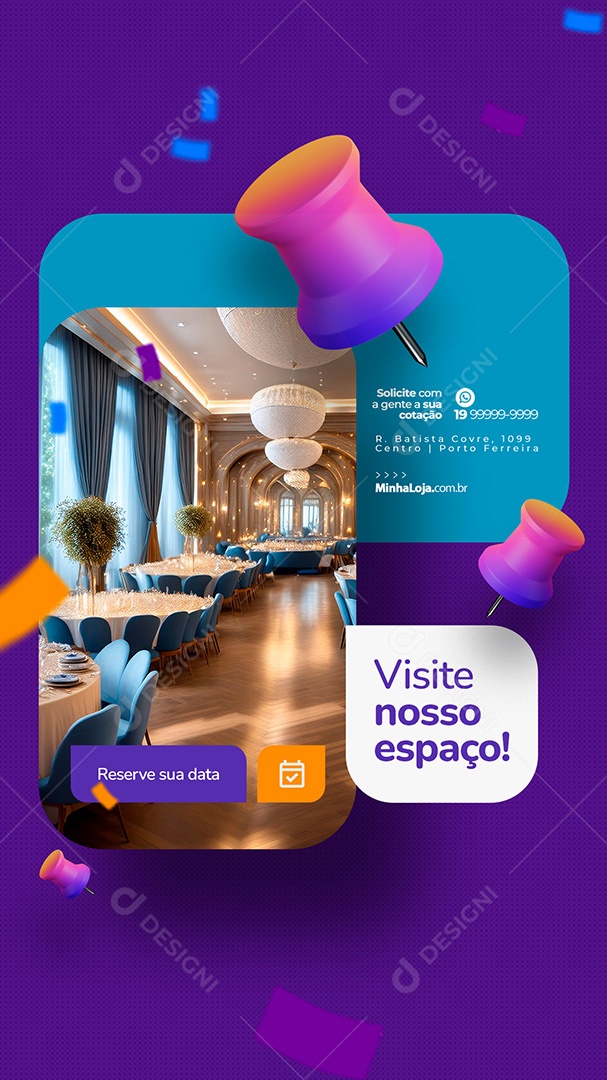 Story Locação para Festas e Eventos Visite nosso Espaço Social Media PSD Editável
