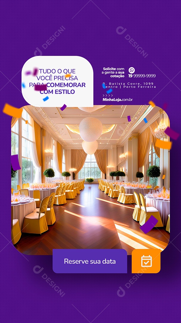 Story Locação para Festas e Eventos Tudo o Que Você Precisa Social Media PSD Editável