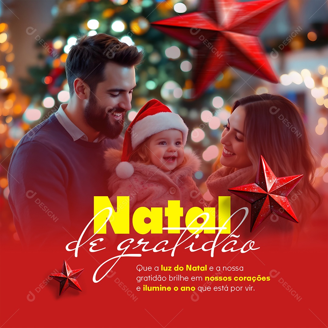 Feliz Natal 25 de Dezembro Natal de Gratidão Social Media PSD Editável