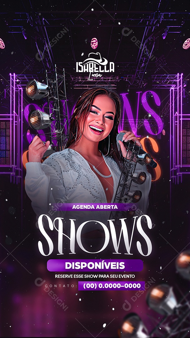 Story Flyer Agenda Aberta Shows Isabella Lima Social Media PSD Editável