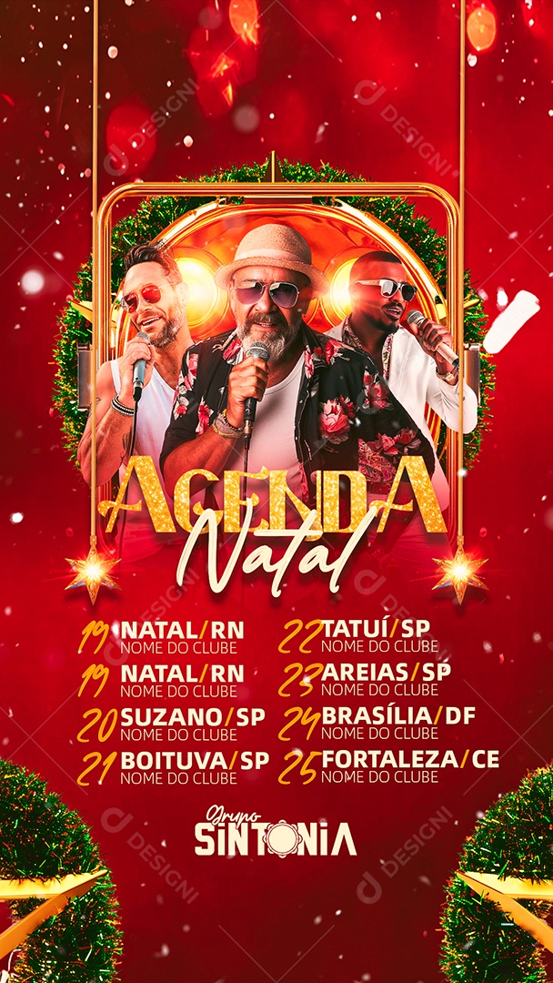 Story Flyer Agenda Natal Grupo Sintonia Social Media PSD Editável