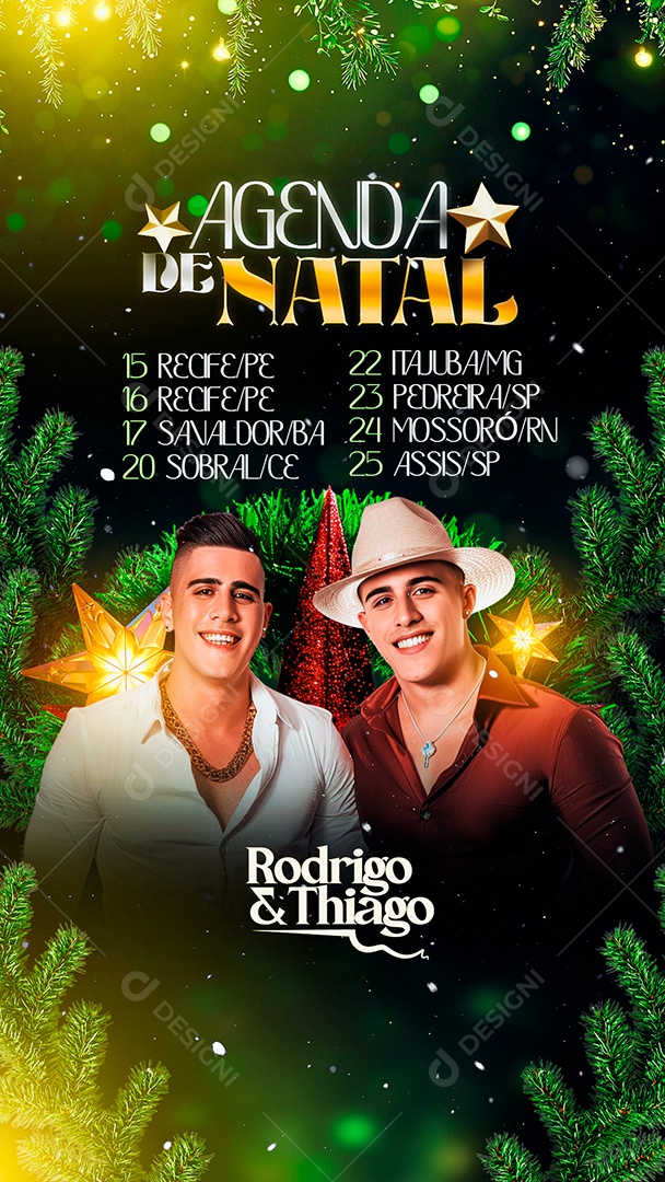 Story Flyer Agenda De Natal Rodrigo e Thiago Social Media PSD Editável