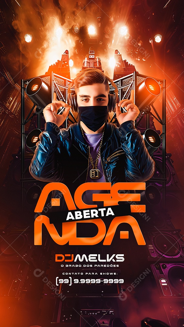 Story Flyer Agenda Aberta DJ Melks Social Media PSD Editável