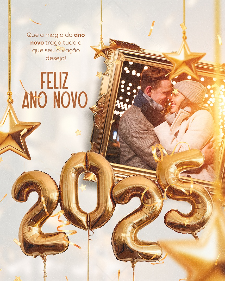 Feliz 2025 Ano Novo 01 de Janeiro  A Magia Do Ano Novo Social Media PSD Editável