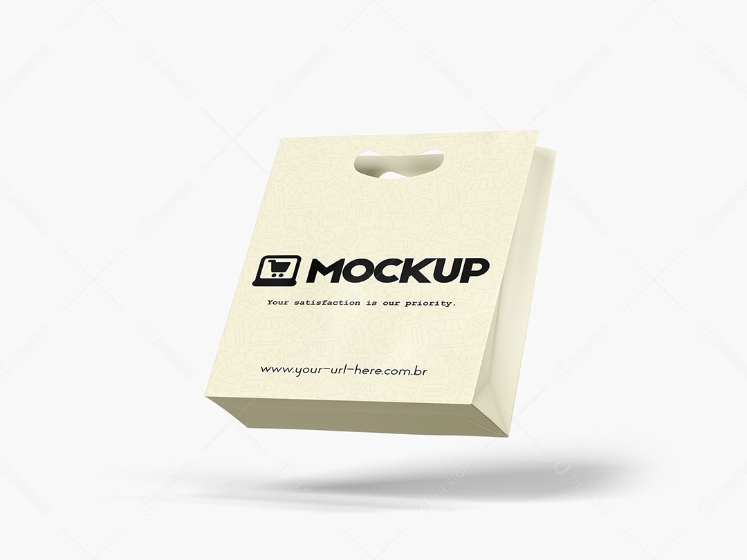 Embalagem de Compras Voando Mockup PSD Editável