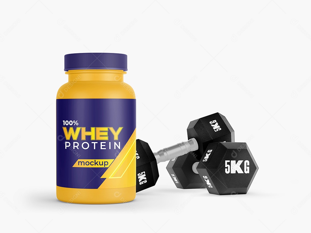 Halteres e Pote Mockup PSD Editável