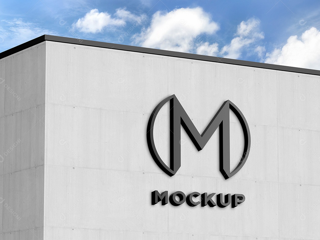Logo na Fachada do Edifício Mockup PSD Editável