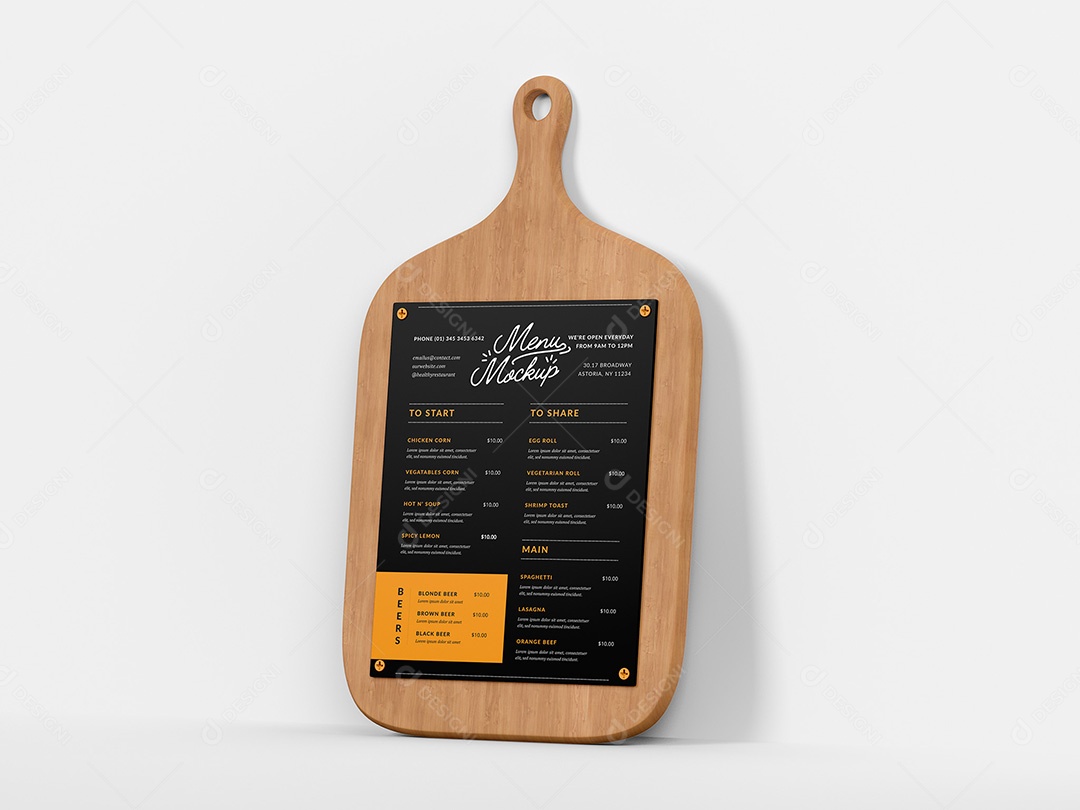 Menu Mockup PSD Editável