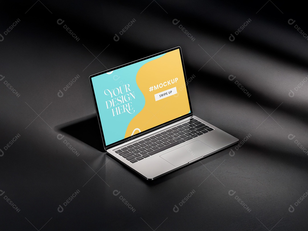 Notebook com Fundo Escuro Mockup PSD Editável