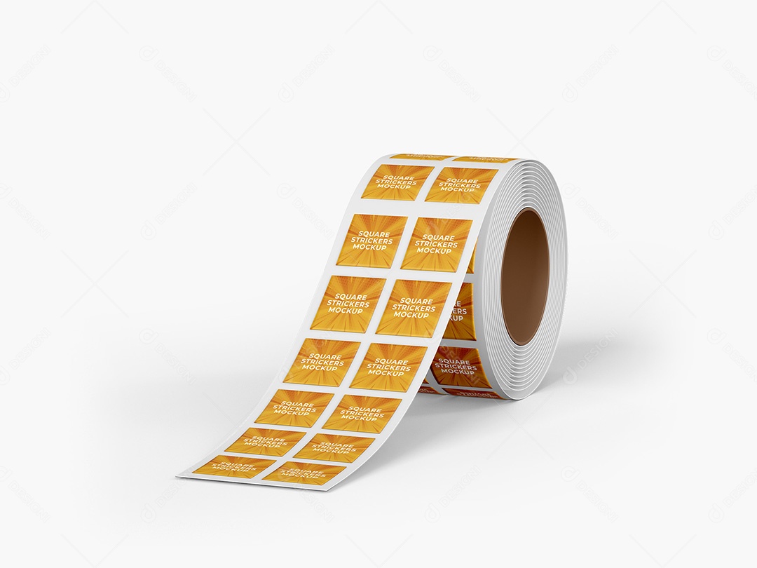 Rolo com Adesivos Quadrados Mockup PSD Editável