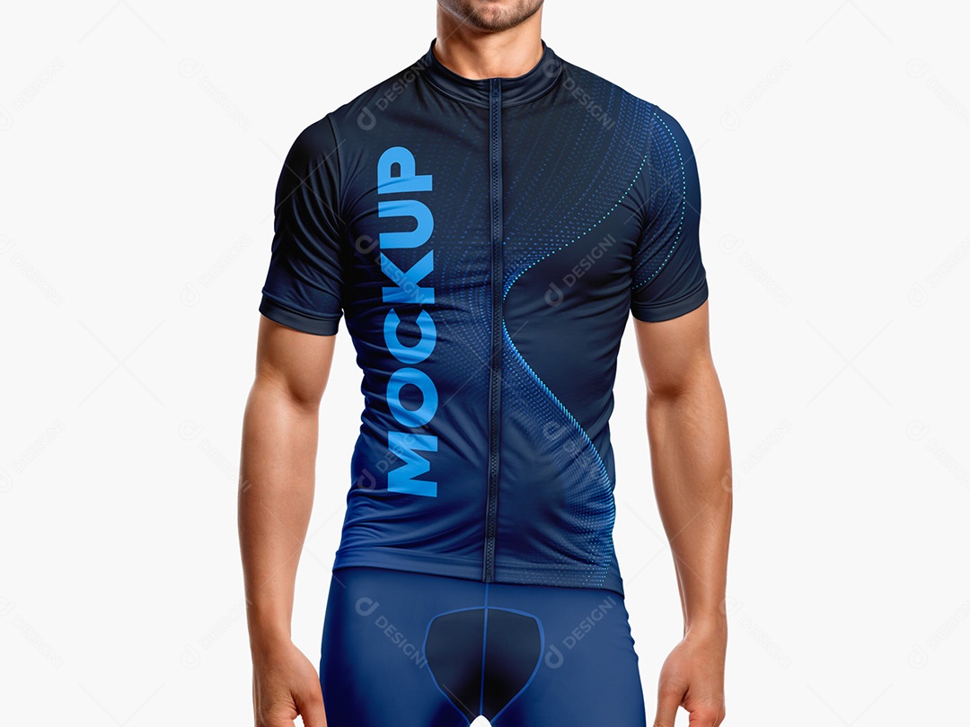 Camiseta e Shorts de Ciclismo Mockup PSD Editável