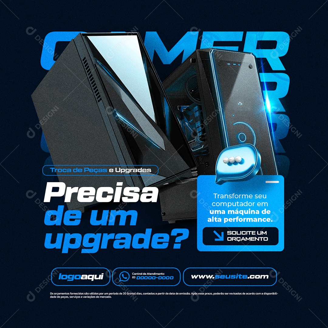 Assistência Técnica de Computador Troca de Peças e Upgrades Social Media PSD Editável