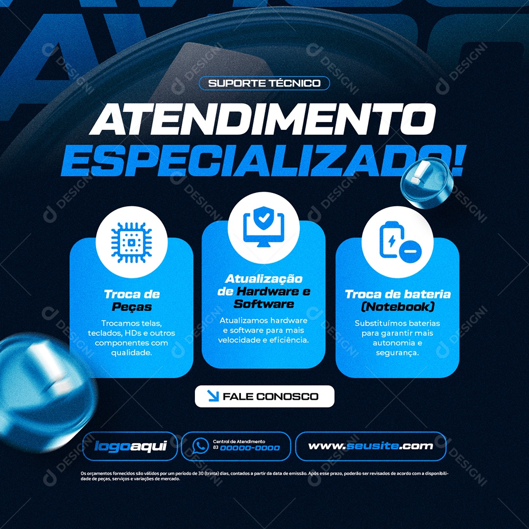 Assistência Técnica de Computador Suporte Técnico Social Media PSD Editável