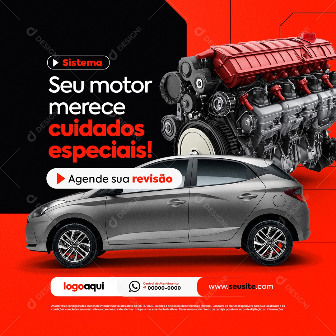 Autopeças Sistema Seu Motor Merece Cuidados Especiais Social Media PSD Editável