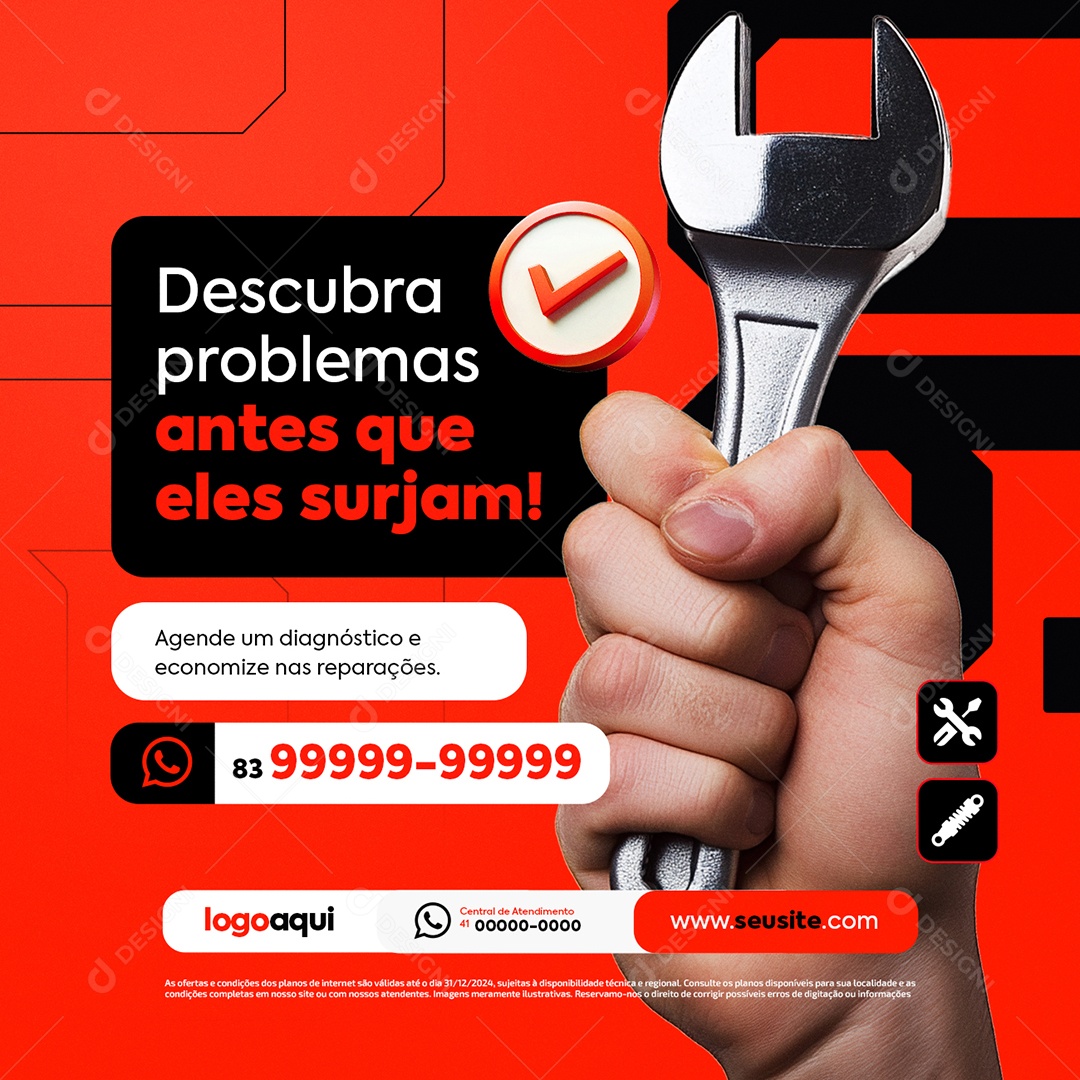Autopeças Descubra Problemas Antes que Eles Surjam Social Media PSD Editável