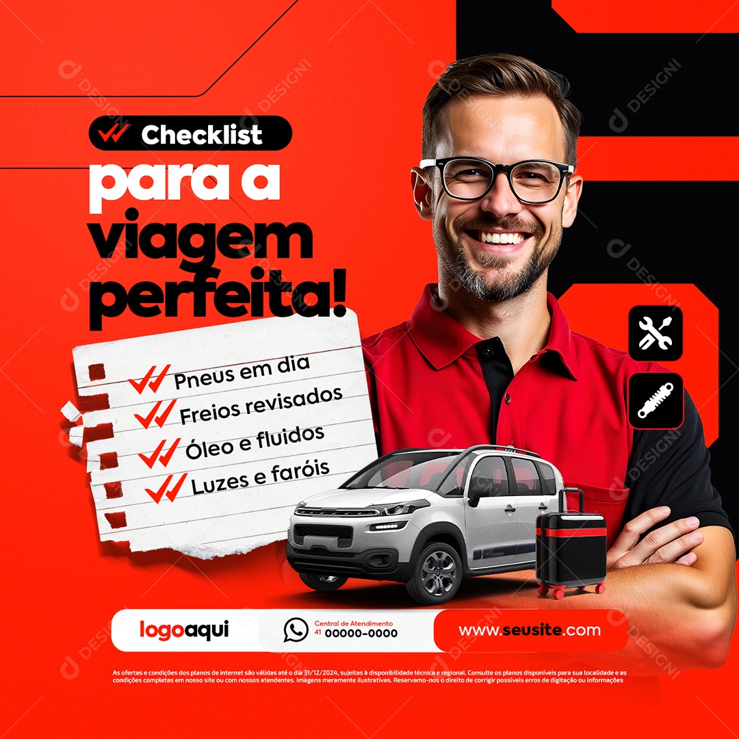Autopeças Checklist Viagem Perfeita Social Media PSD Editável