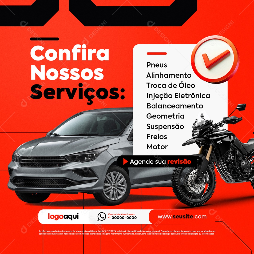 Autopeças Confira Nossos Serviços Social Media PSD Editável
