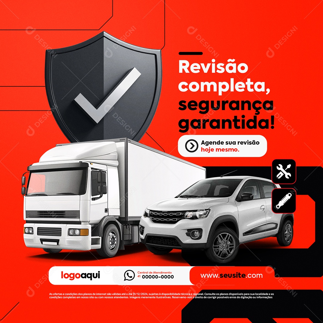 Autopeças Revisão Completa Segurança Garantida Social Media PSD Editável