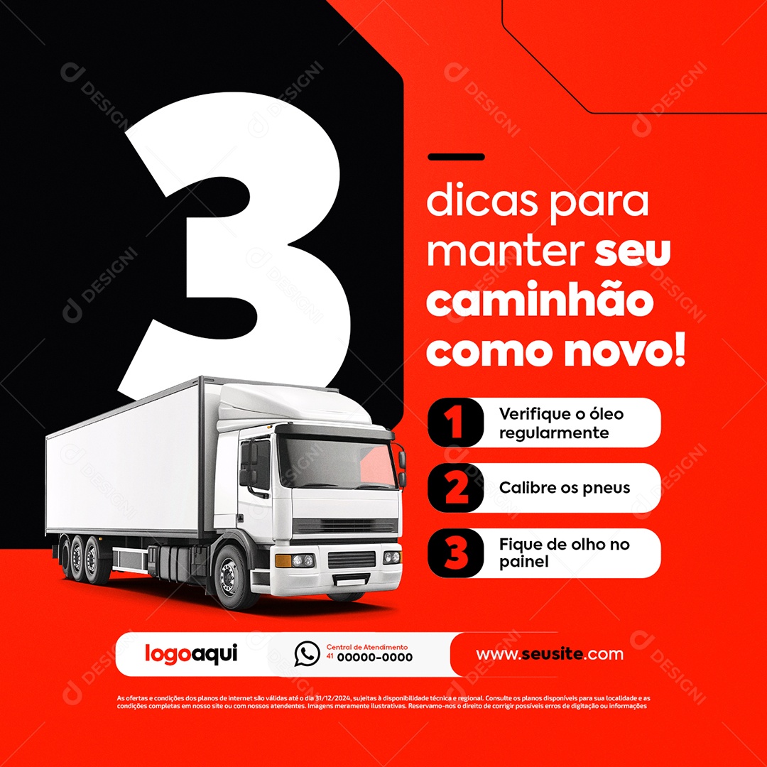 Autopeças Três Dicas para Mantar seu Caminhão Como Novo Social Media PSD Editável