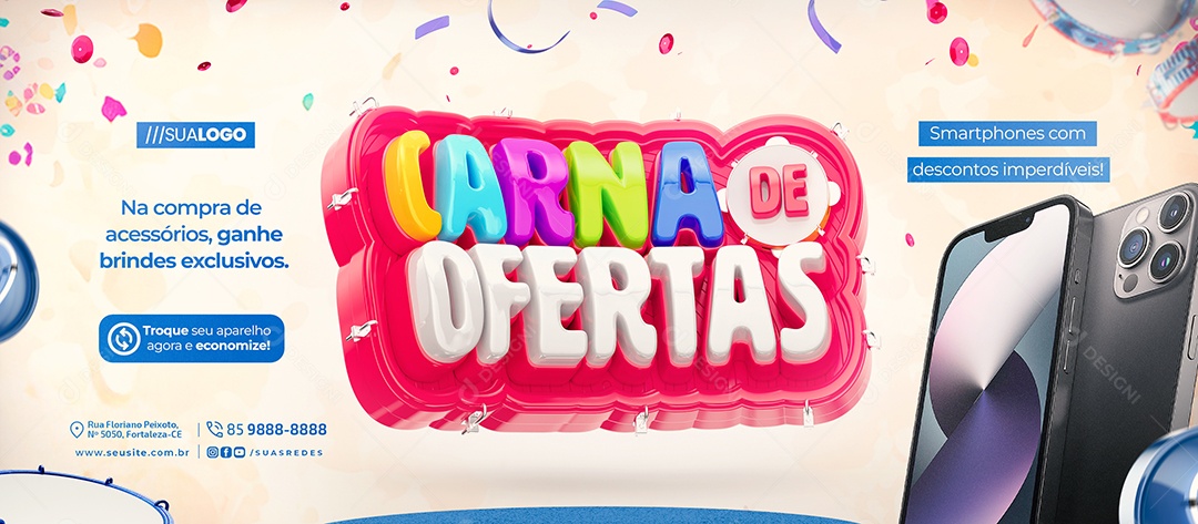 Banner Carna de Ofertas Loja de Celulares Social Media PSD Editável