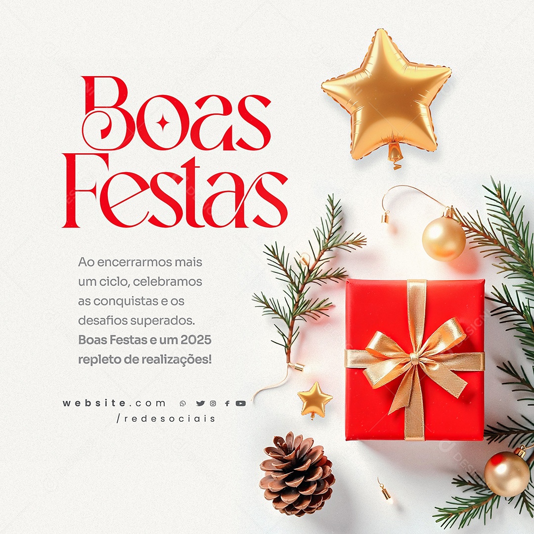 Feliz Natal Boas Festas 25 de Dezembro Social media PSD Editável
