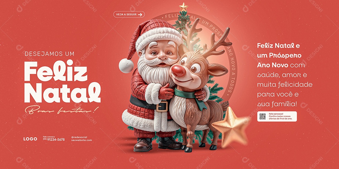Banner Feliz Natal 25 de Dezembro Social media PSD Editável
