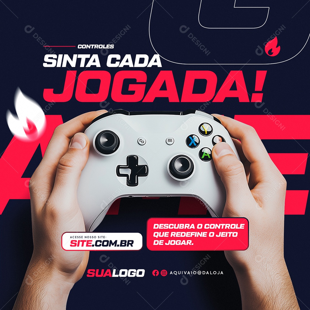 Loja de Games Controles Sinta Cada Jogada Social Media PSD Editável
