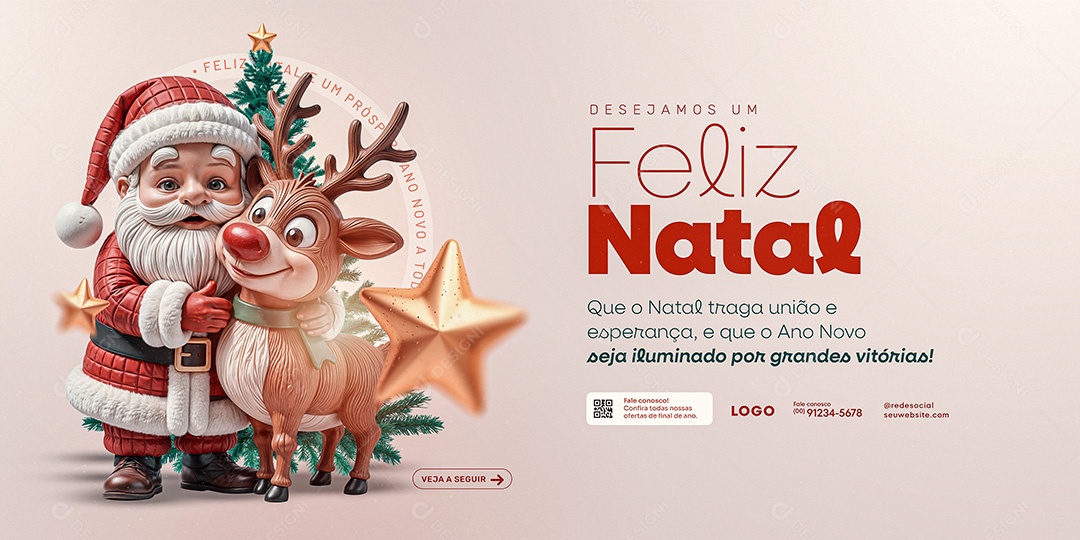 Banner Feliz Natal 25 de Dezembro Social media PSD Editável