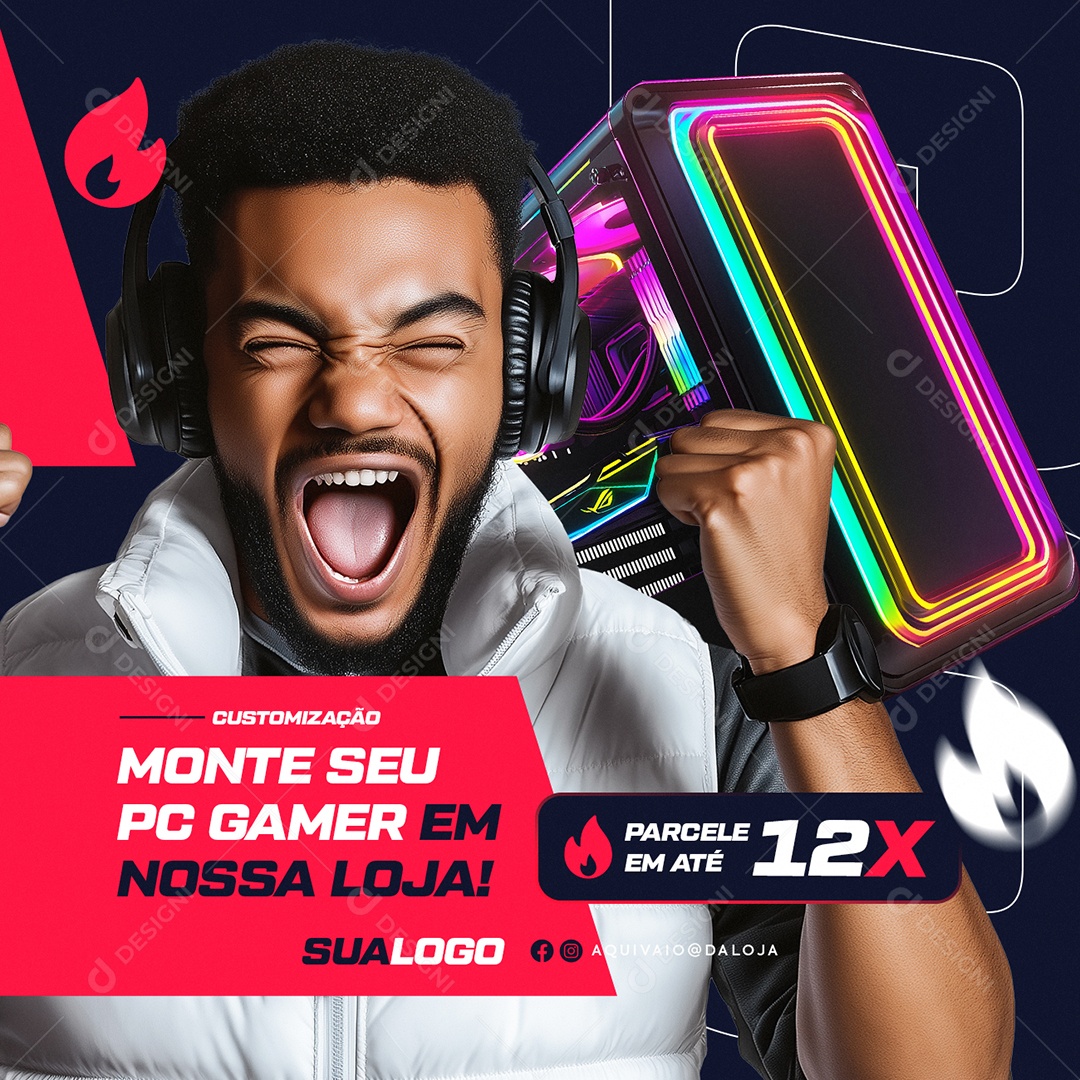 Loja de Games Customização Monte seu PC Gamer Social Media PSD Editável